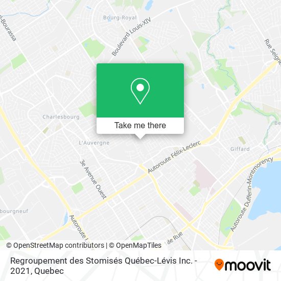 Regroupement des Stomisés Québec-Lévis Inc. - 2021 map