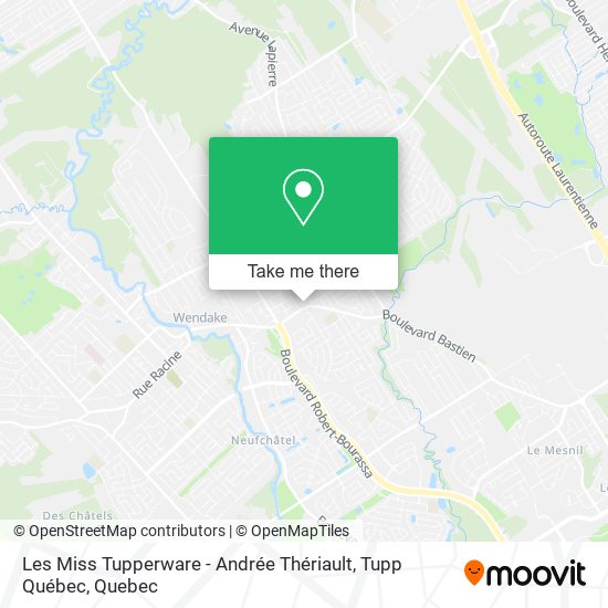 Les Miss Tupperware - Andrée Thériault, Tupp Québec map