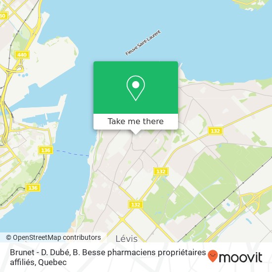 Brunet - D. Dubé, B. Besse pharmaciens propriétaires affiliés map