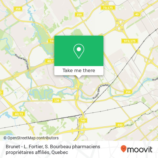 Brunet - L. Fortier, S. Bourbeau pharmaciens propriétaires affiliés map