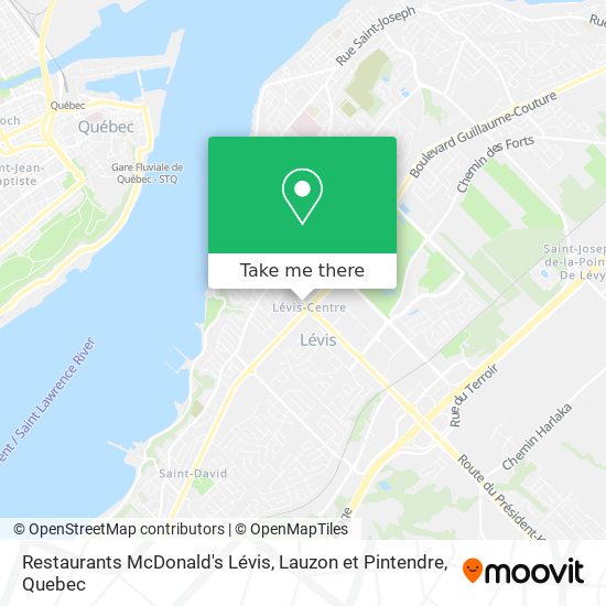 Restaurants McDonald's Lévis, Lauzon et Pintendre map