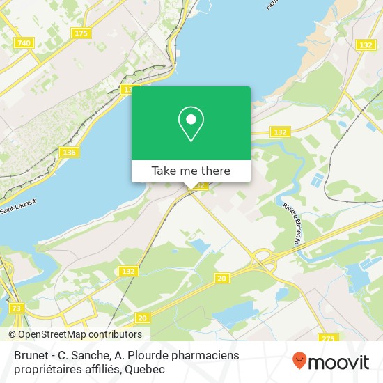 Brunet - C. Sanche, A. Plourde pharmaciens propriétaires affiliés map