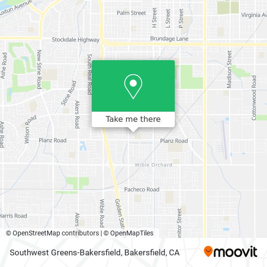 Southwest Greens-Bakersfield map