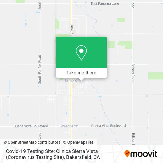 Covid-19 Testing Site: Clinica Sierra Vista (Coronavirus Testing Site) map