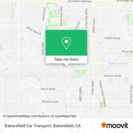 Bakersfield Car Transport map