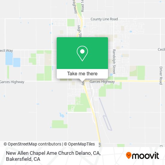 Mapa de New Allen Chapel Ame Church Delano, CA