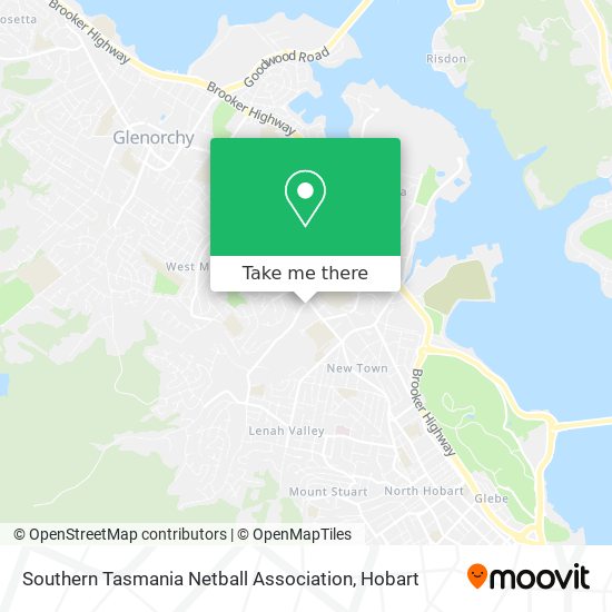 Southern Tasmania Netball Association map
