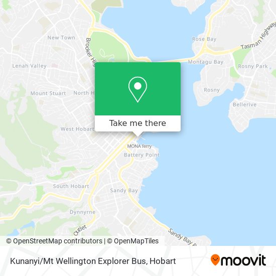 Kunanyi / Mt Wellington Explorer Bus map