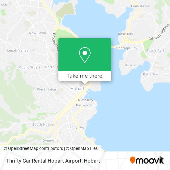 Mapa Thrifty Car Rental Hobart Airport