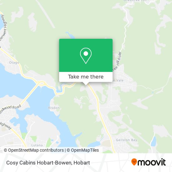 Mapa Cosy Cabins Hobart-Bowen