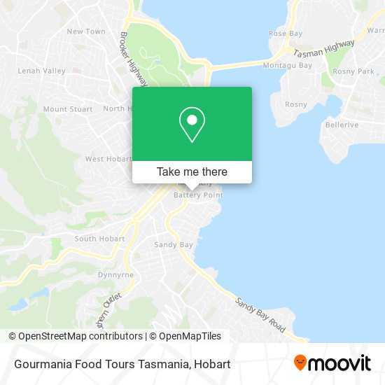 Mapa Gourmania Food Tours Tasmania