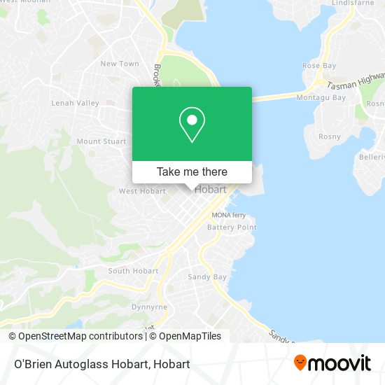 O'Brien Autoglass Hobart map