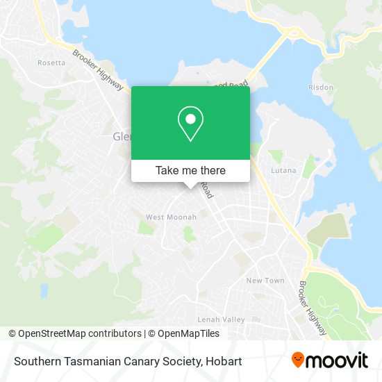 Mapa Southern Tasmanian Canary Society