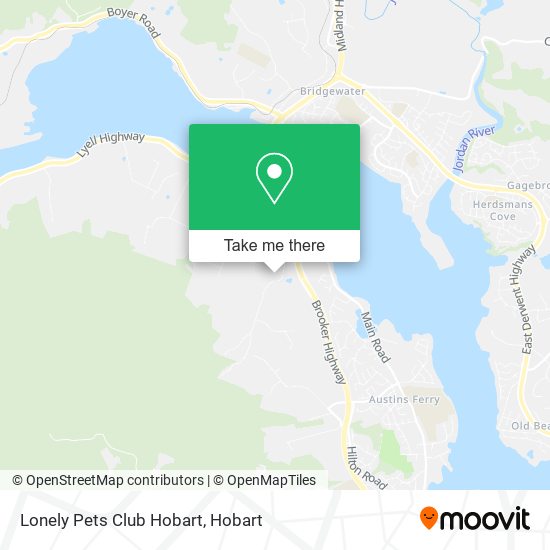 Mapa Lonely Pets Club Hobart