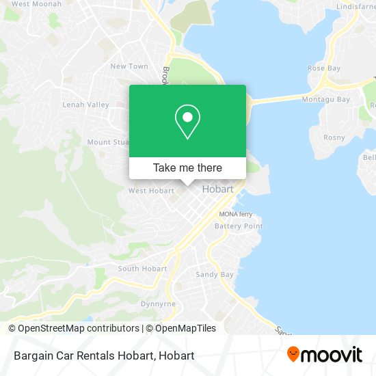 Mapa Bargain Car Rentals Hobart