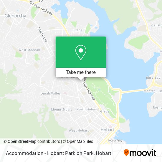 Mapa Accommodation - Hobart: Park on Park