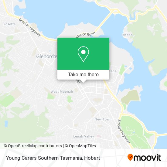 Young Carers Southern Tasmania map