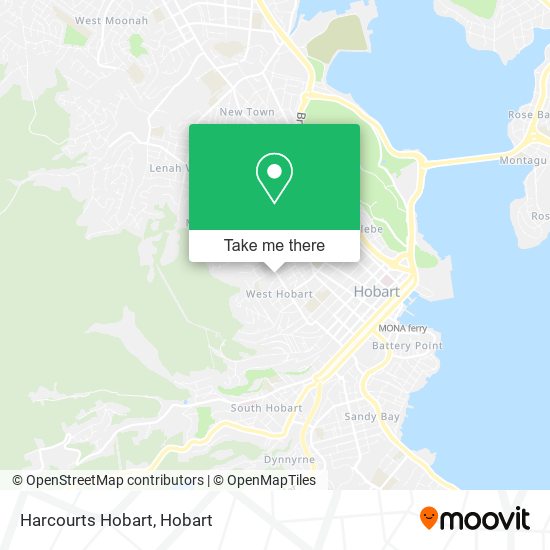 Mapa Harcourts Hobart