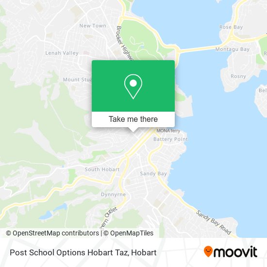 Mapa Post School Options Hobart Taz