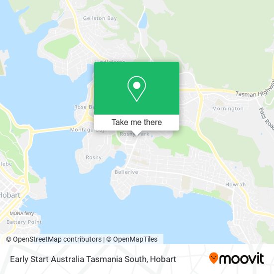 Early Start Australia Tasmania South map