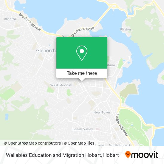 Mapa Wallabies Education and Migration Hobart