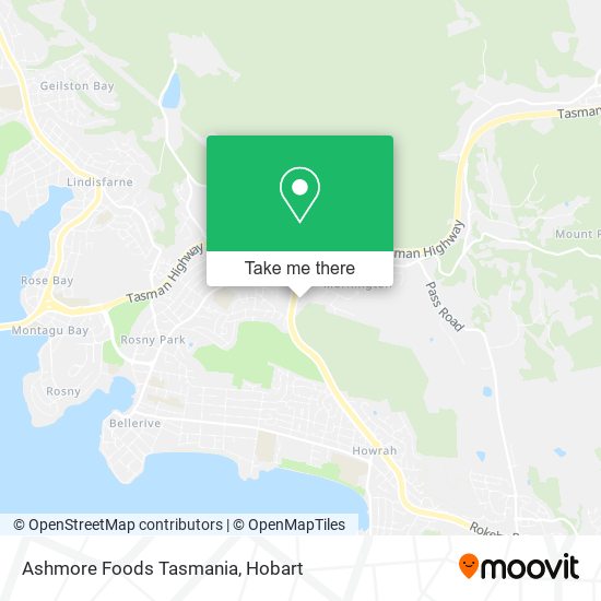 Mapa Ashmore Foods Tasmania