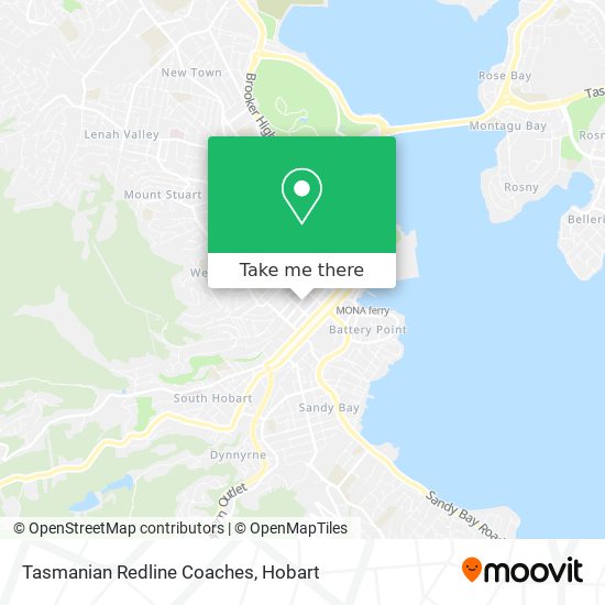 Mapa Tasmanian Redline Coaches