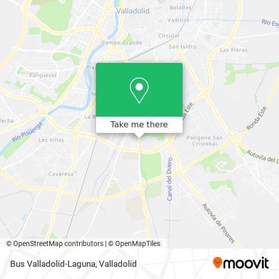 Bus Valladolid-Laguna map