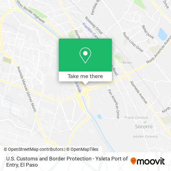 Mapa de U.S. Customs and Border Protection - Ysleta Port of Entry