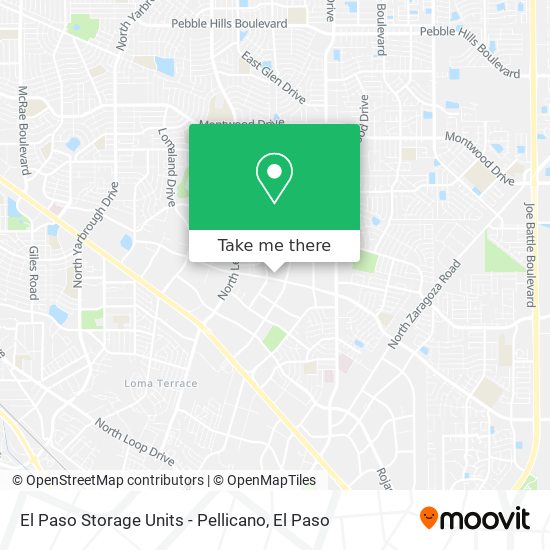 Mapa de El Paso Storage Units - Pellicano