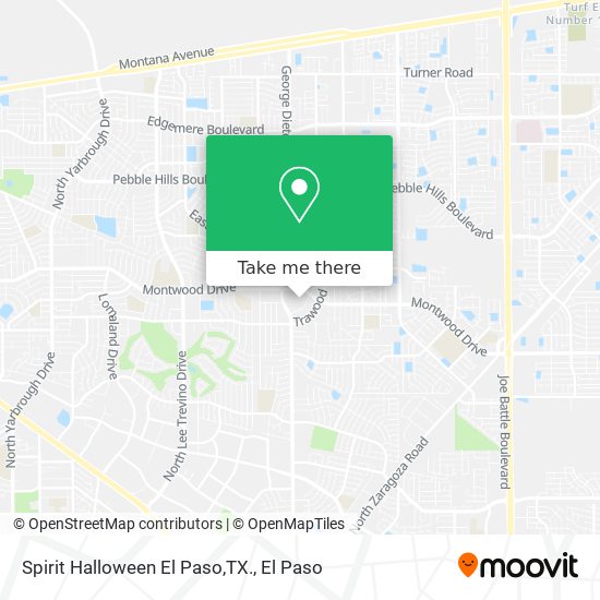 Mapa de Spirit Halloween El Paso,TX.