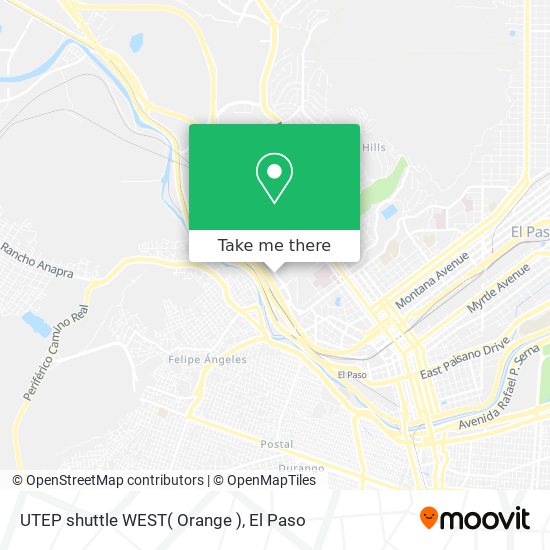 Mapa de UTEP shuttle WEST( Orange )