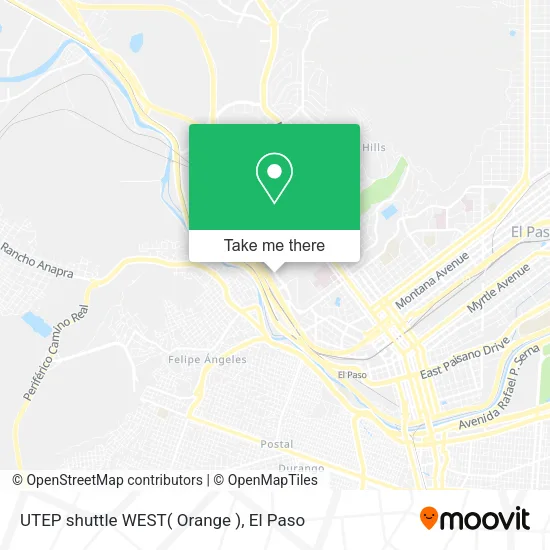 Mapa de UTEP shuttle WEST( Orange )