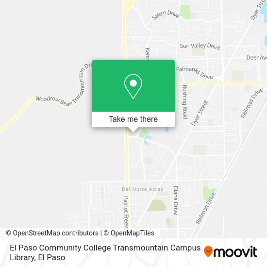 El Paso Community College Transmountain Campus Library map