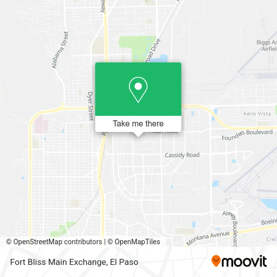 Mapa de Fort Bliss Main Exchange