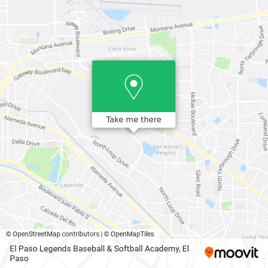 Mapa de El Paso Legends Baseball & Softball Academy