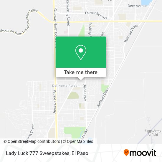 Lady Luck 777 Sweepstakes map