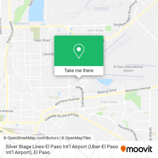 Mapa de Silver Stage Lines-El Paso Int'l Airport (Uber-El Paso Int'l Airport)