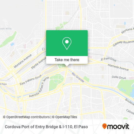 Cordova Port of Entry Bridge & I-110 map