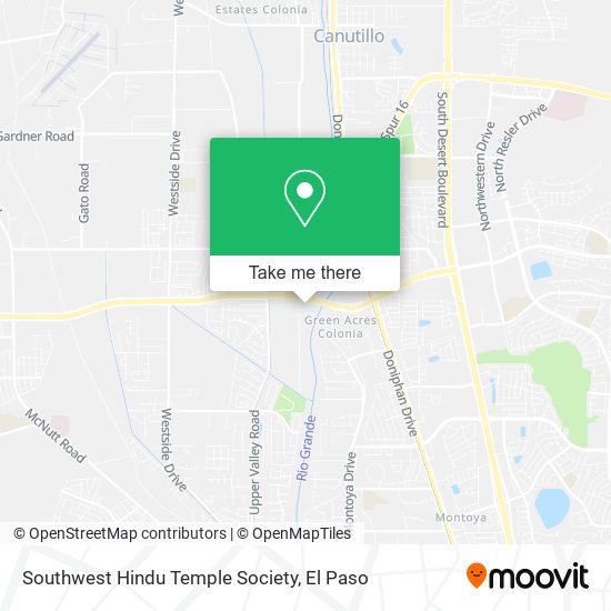 Southwest Hindu Temple Society map