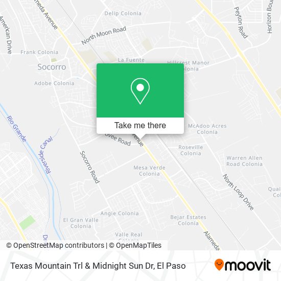 Texas Mountain Trl & Midnight Sun Dr map