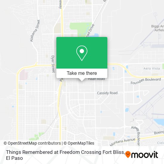 Things Remembered at Freedom Crossing Fort Bliss map