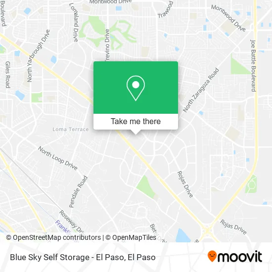 Mapa de Blue Sky Self Storage - El Paso