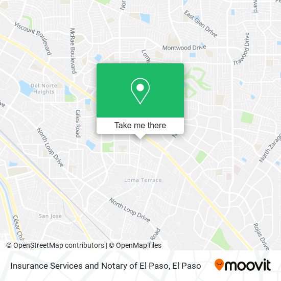Insurance Services and Notary of El Paso map