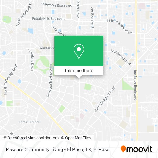 Mapa de Rescare Community Living - El Paso, TX