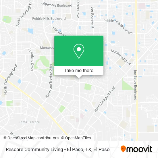 Mapa de Rescare Community Living - El Paso, TX