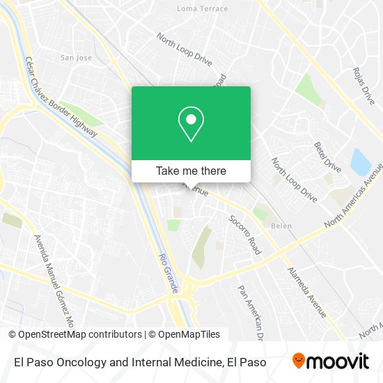 Mapa de El Paso Oncology and Internal Medicine