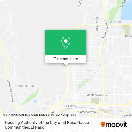 Mapa de Housing Authority of the City of El Paso Hacep Communities