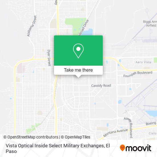 Mapa de Vista Optical Inside Select Military Exchanges
