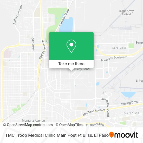 TMC Troop Medical Clinic Main Post Ft Bliss map
